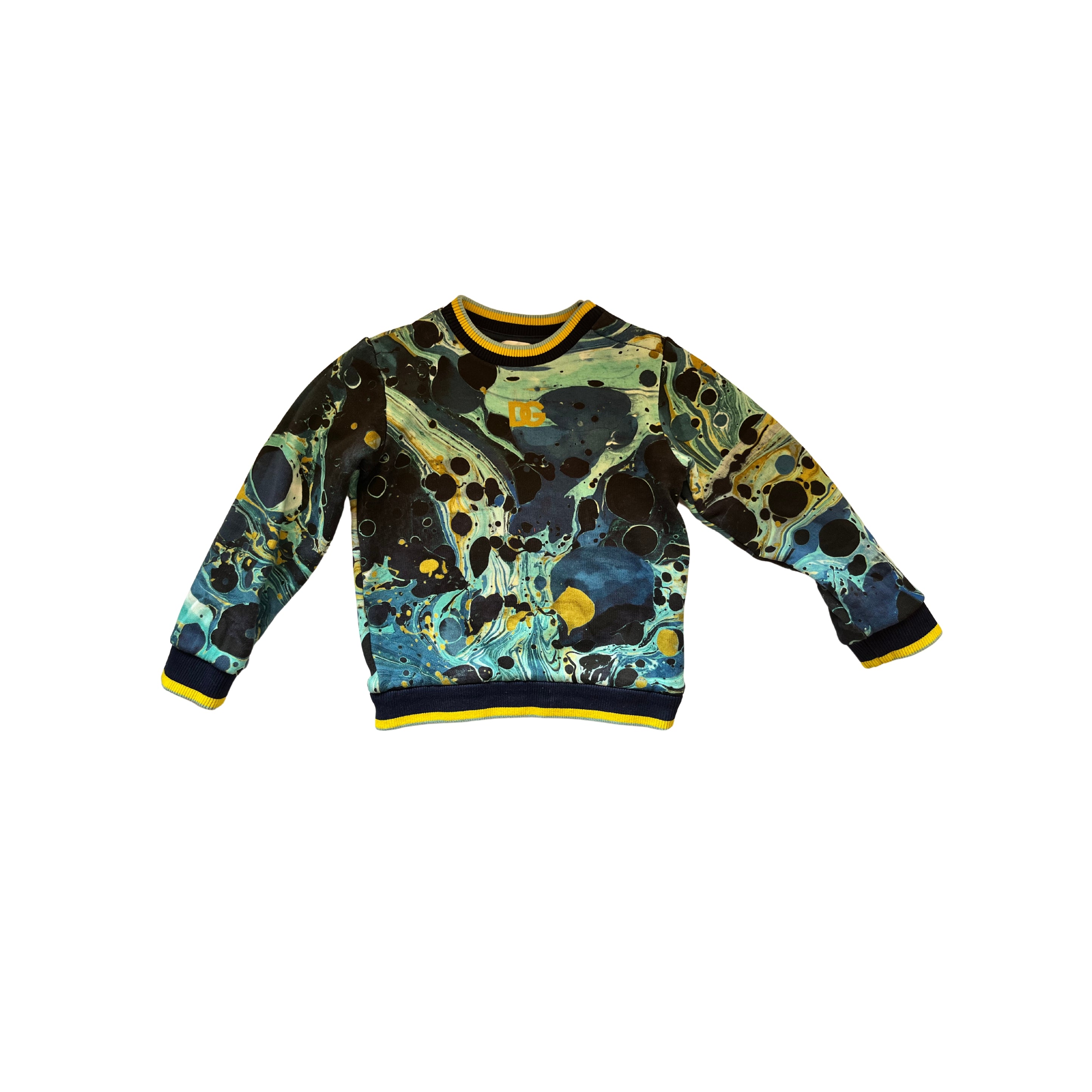 Dolce & Gabbana Kids Boy's Marble-print Logo Sweatshirt in Blue - SIZE 24 mths to 30 mths