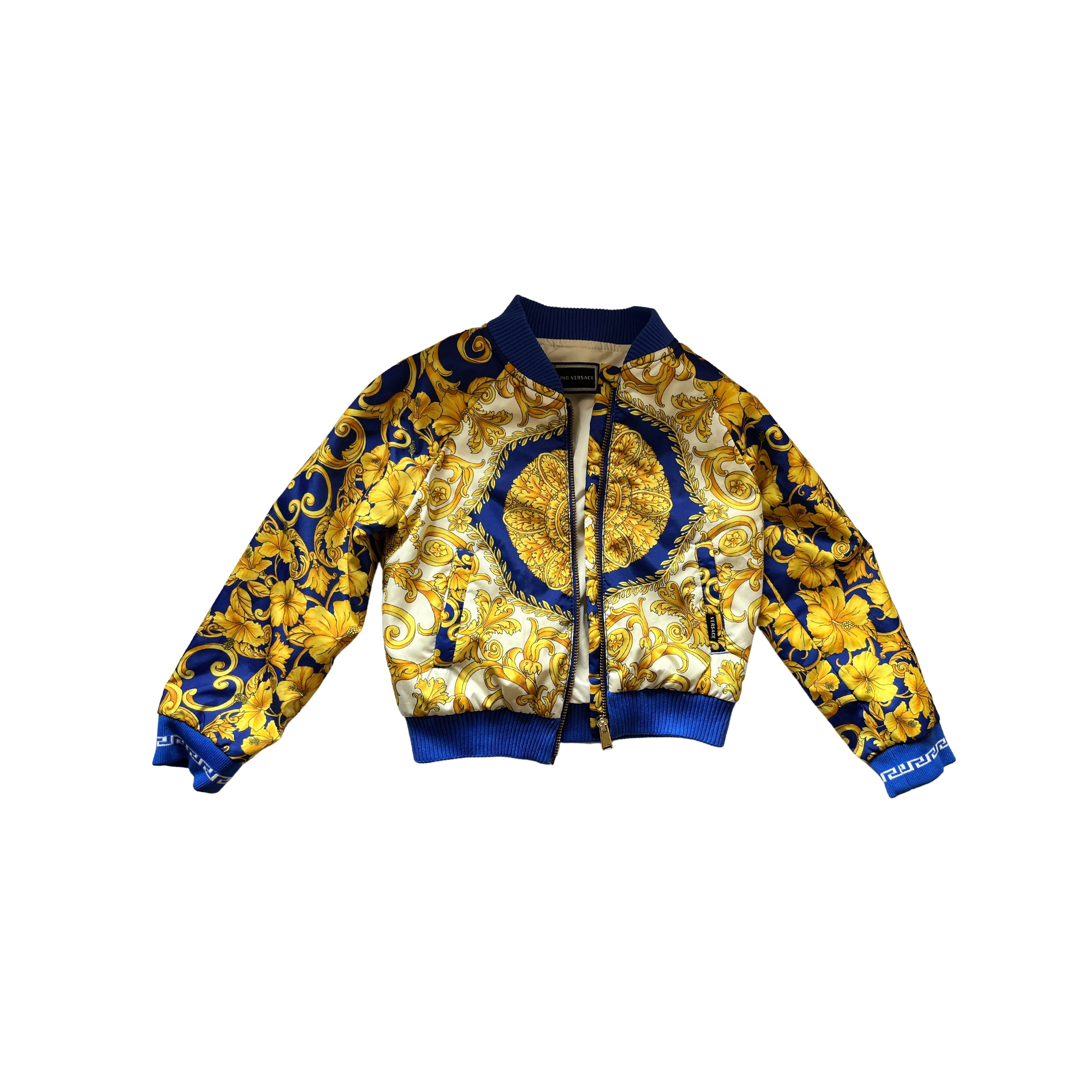 Young Versace Bomber Jacket Blue/Gold with Gold Zipper - SIZE 24mths