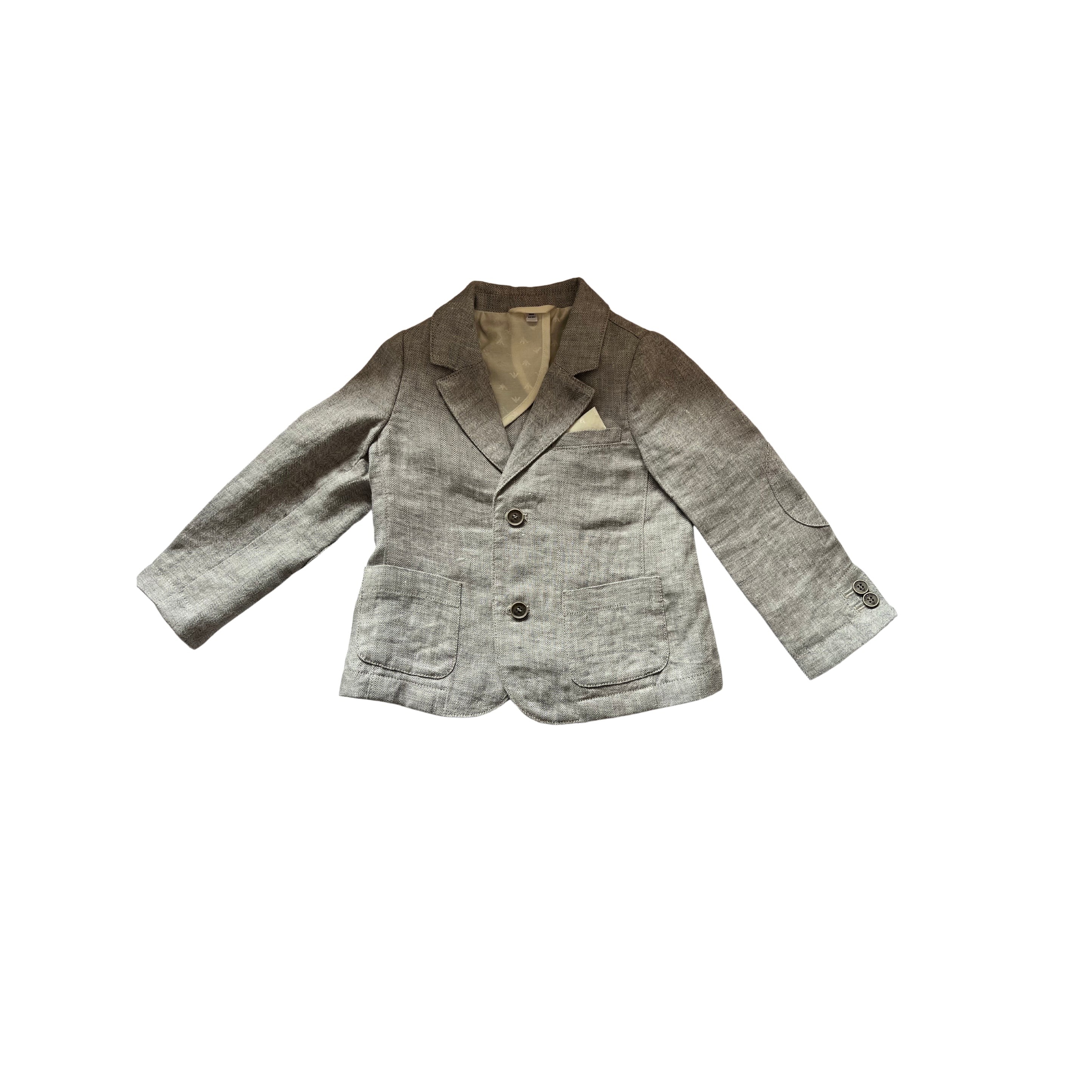 Armani Junior Boys Grey Cotton Weave Blazer Jacket - SIZE 18 mths