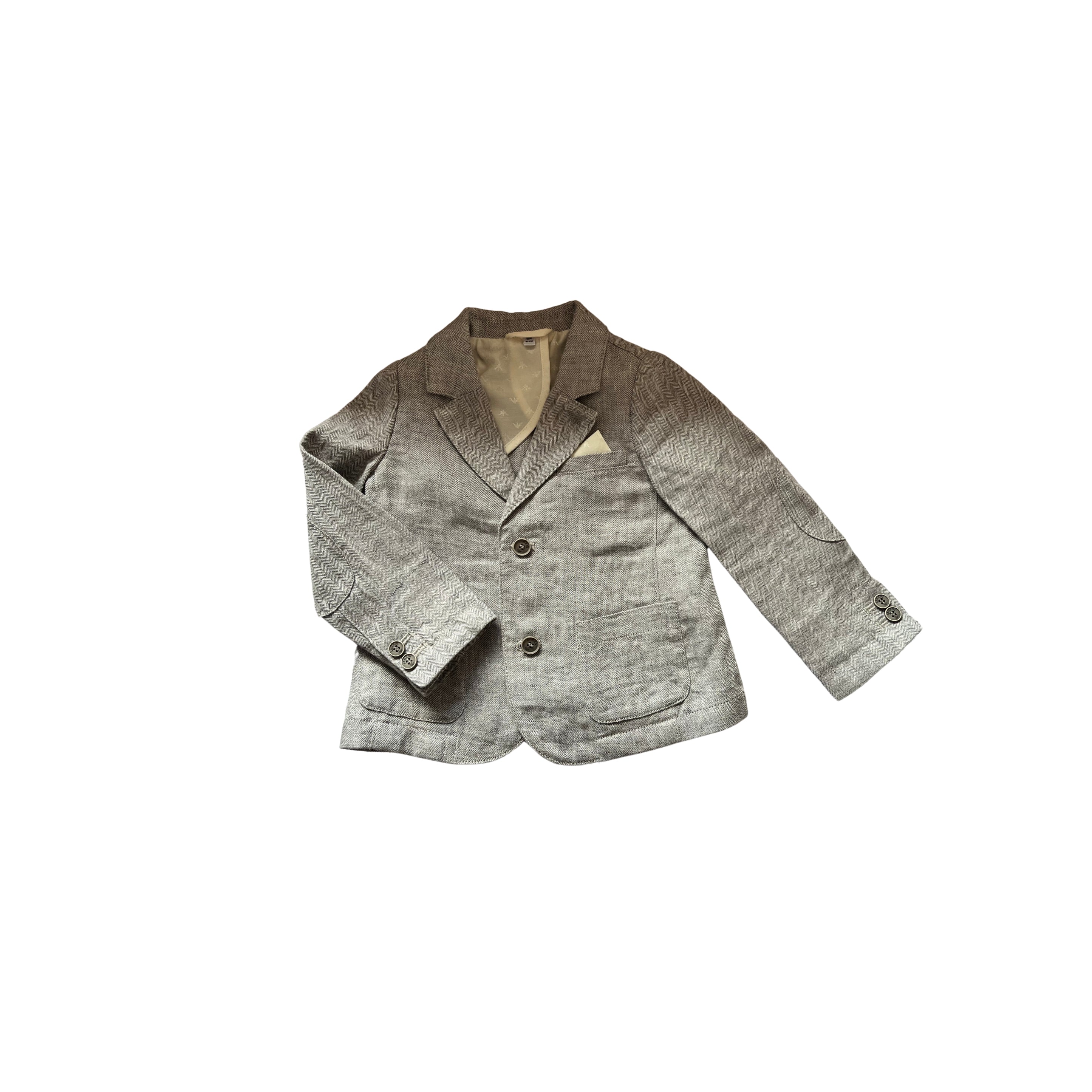 Armani Junior Boys Grey Cotton Weave Blazer Jacket - SIZE 18 mths