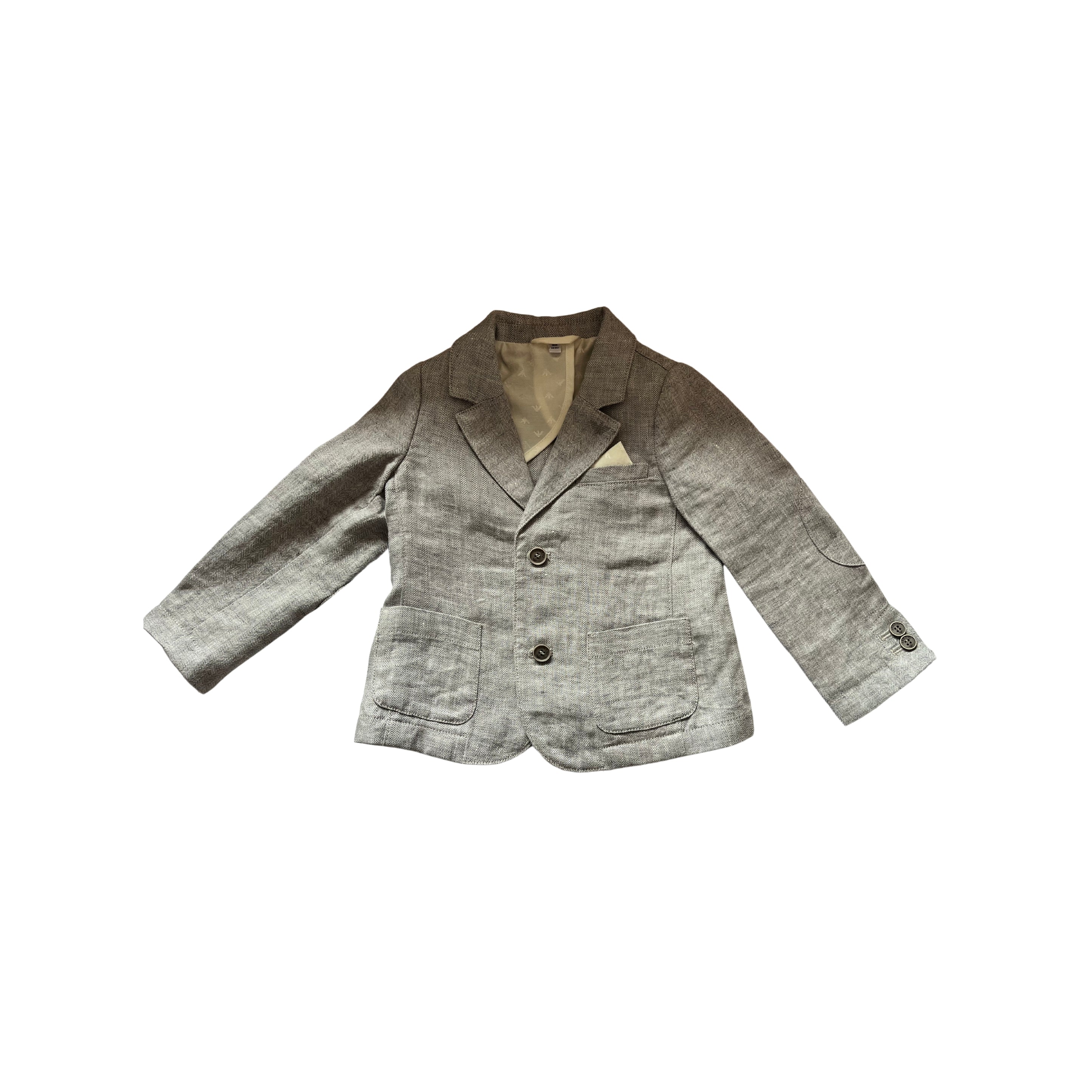 Armani Junior Boys Grey Cotton Weave Blazer Jacket - SIZE 18 mths