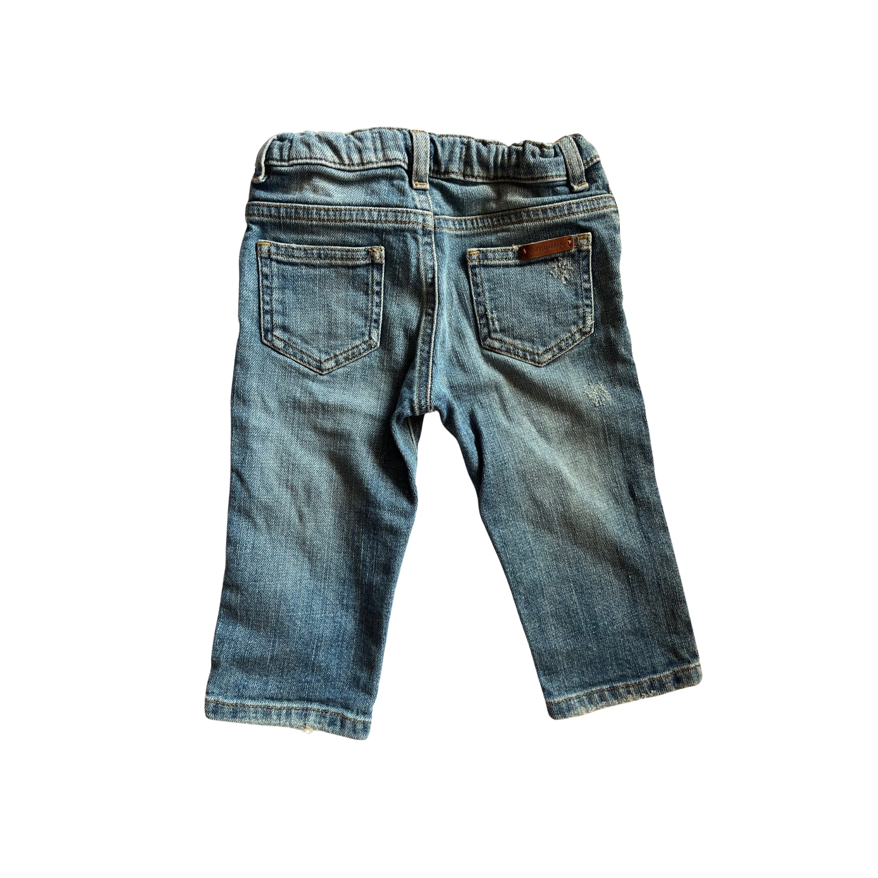 Dolce & Gabbana Kids Jeans with tan leather brand detail on back pocket - SIZE 12 mths to 18 mths