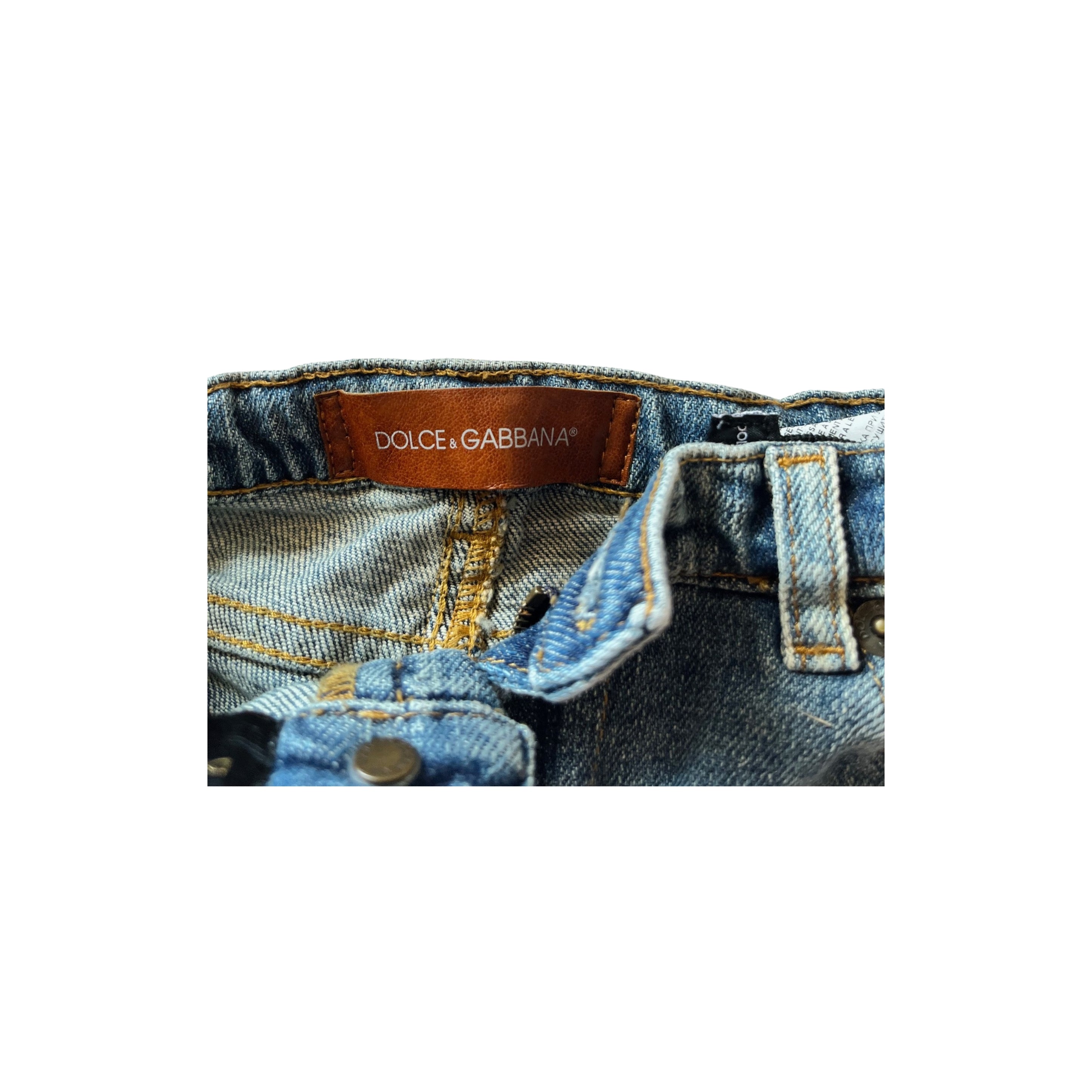 Dolce & Gabbana Kids Jeans with tan leather brand detail on back pocket - SIZE 12 mths to 18 mths