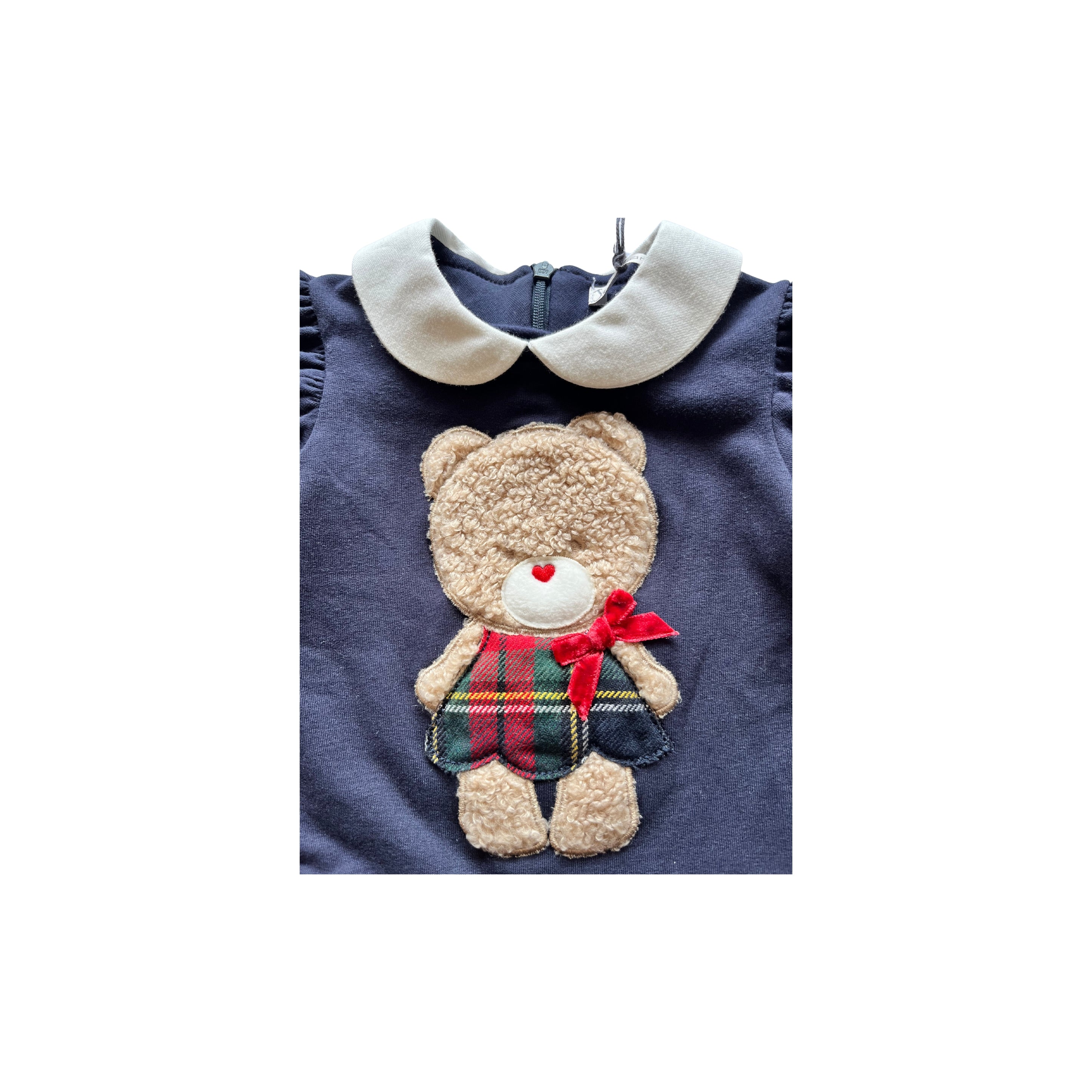 Jo Milano Navy and Tartan Teddy Dress - SIZE 6mths