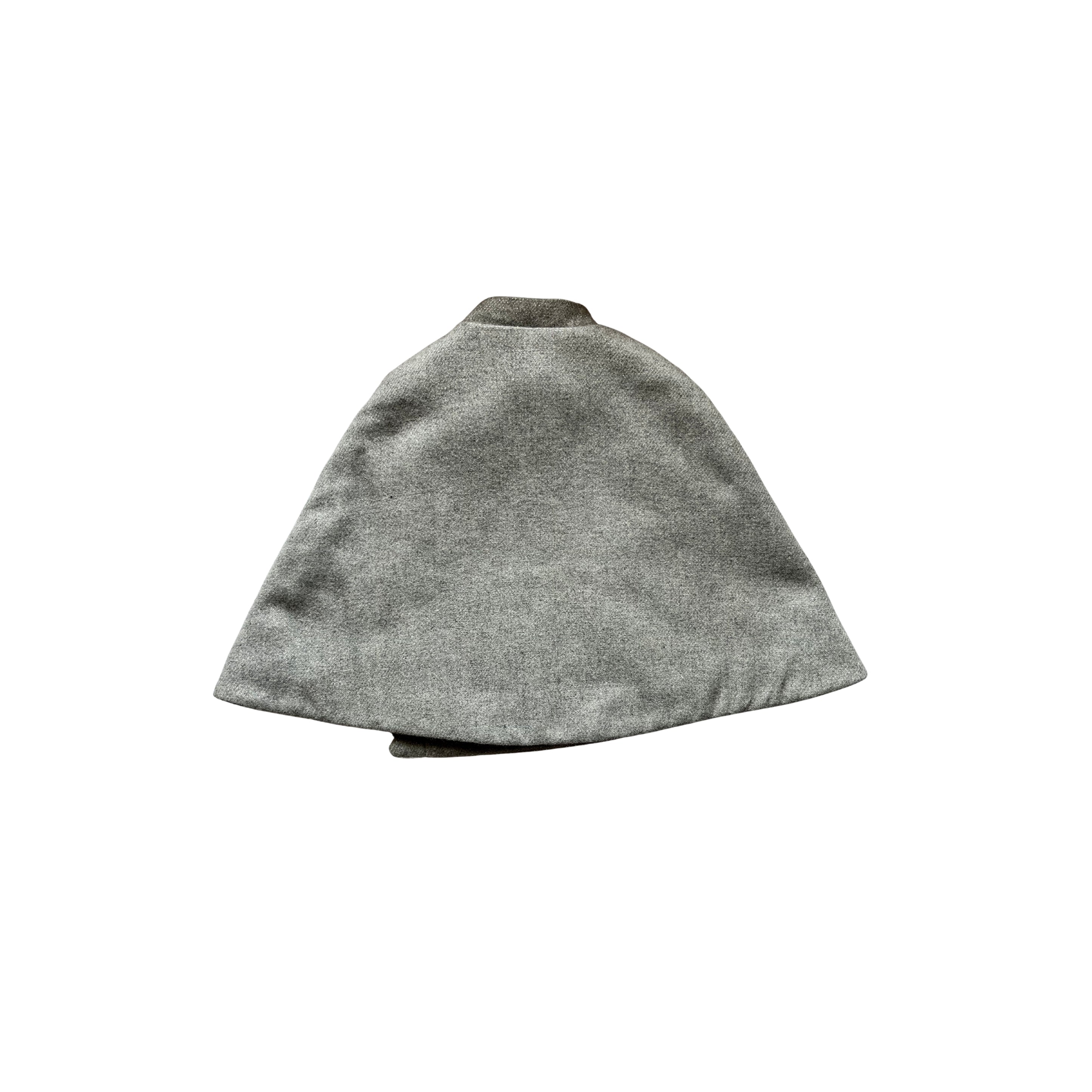 Lili Gaufrette Grey Wool Cape with Black Velvet Bow - SIZE 2