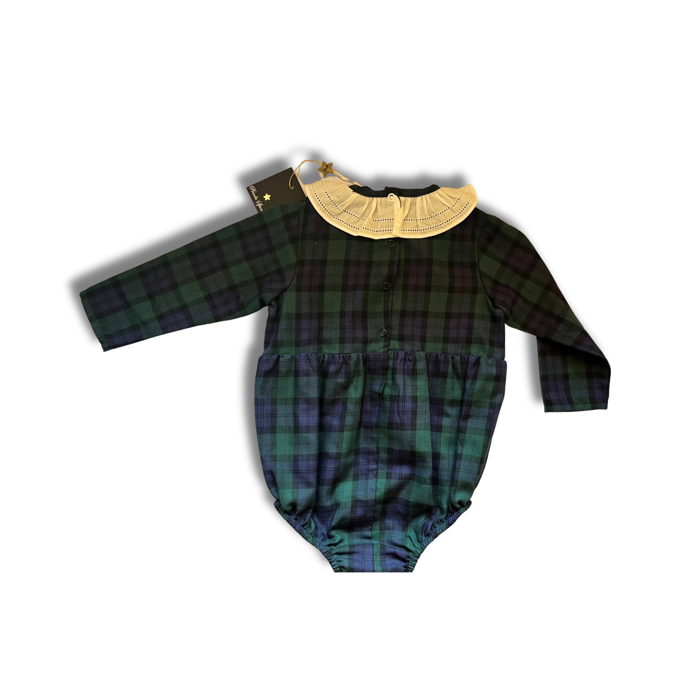 Piccola Speranza Tartan Smocked Onesie - SIZE 12mths